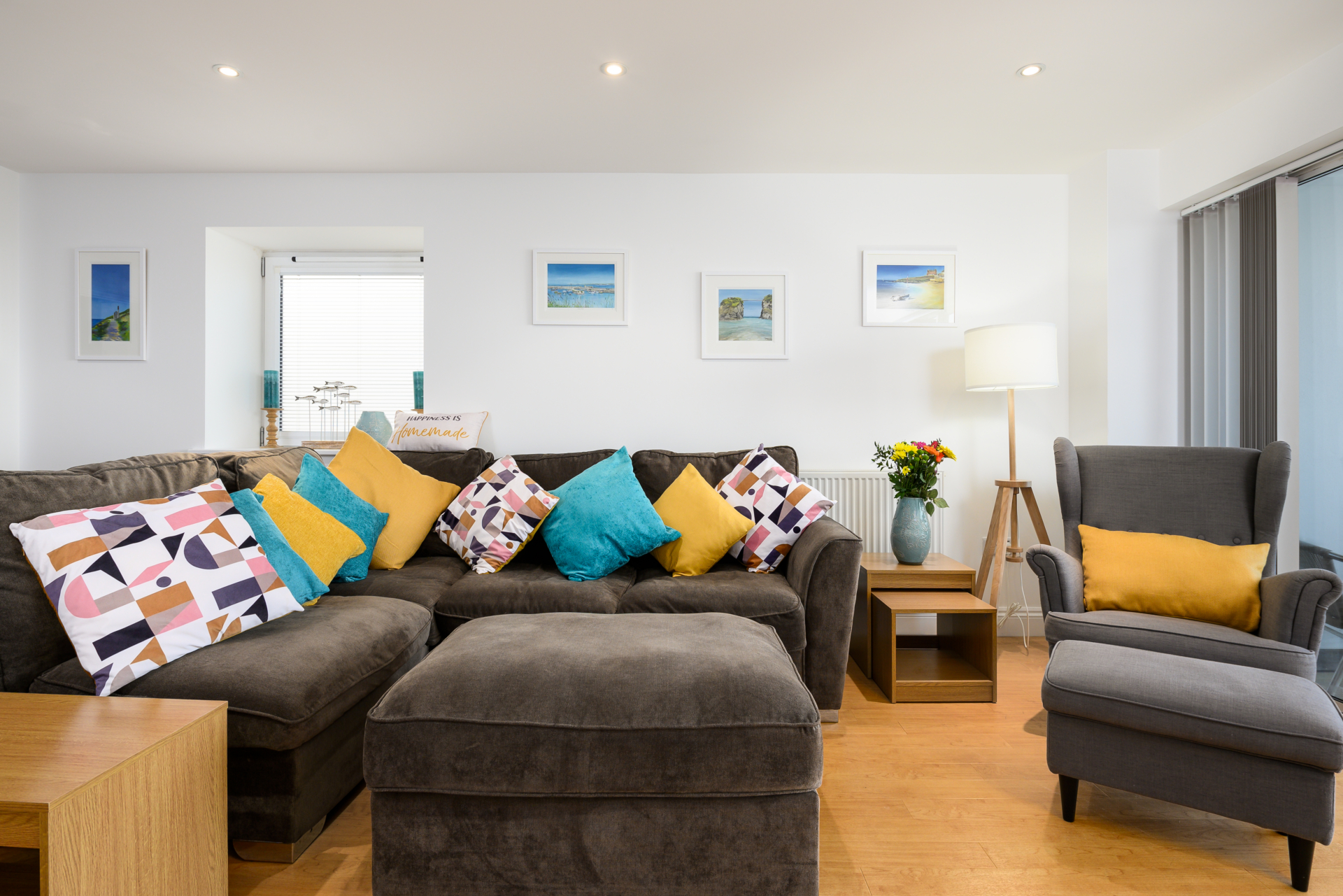 The living room of Bredon Court 9, Newquay, Cornwall